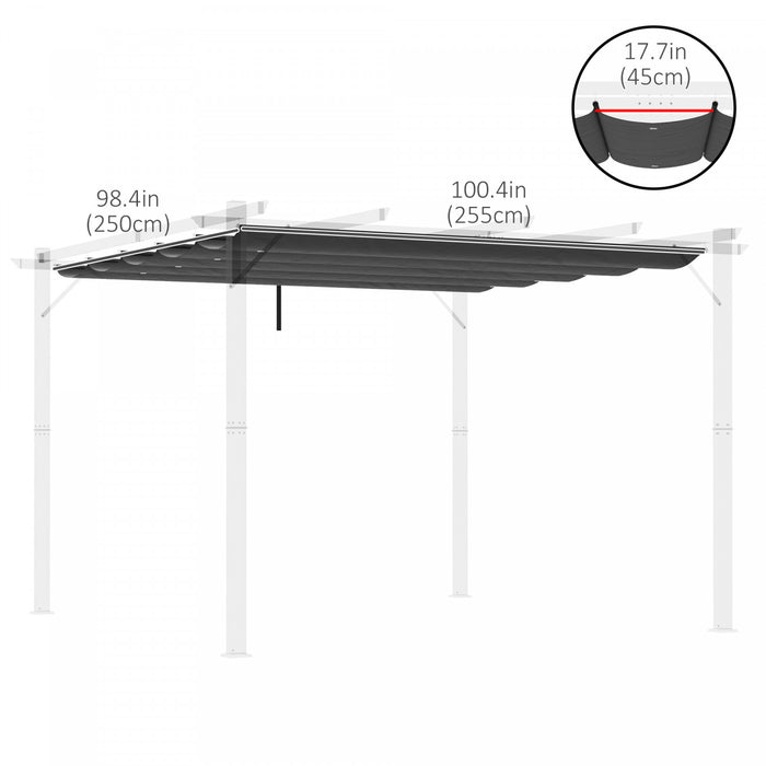 Outsunny Retractable Replacement Pergola Canopy For 10' X 10' Pergola, Pergola Cover Replacement, Dark Grey