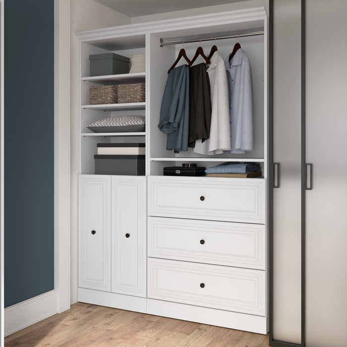 Bestar Versatile 61 W Closet Organizer System with Doors - White