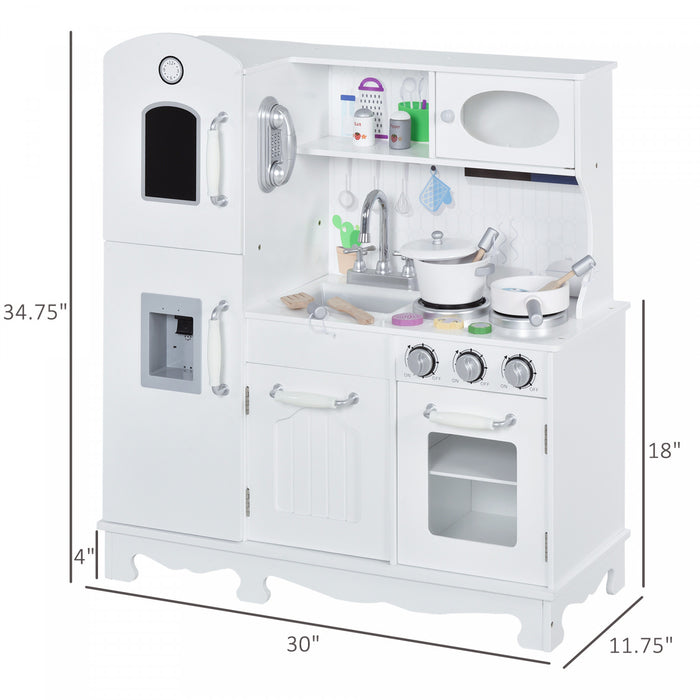 Qaba Large Kids Kitchen Playset With Telephone, Water Dispenser Simulation Cooking Set