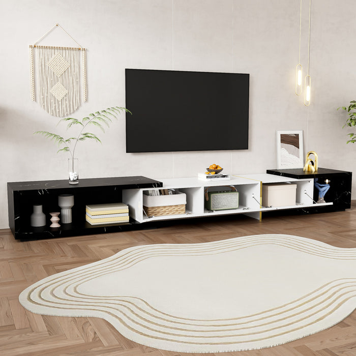 Liam 55.1\"–102\" Modern TV Cabinet with Adjustable Length and Rotating Function,Black Tv Stand