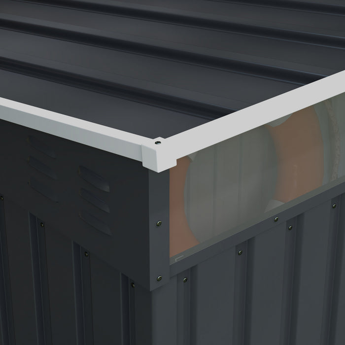 Outsunny 6.5' X 4' Outdoor Storage Shed With Floor Foundation, Lockable Metal Garden Tool Storage House Organizer With Sliding Doors And Vents For Backyard, Patio, Lawn, Charcoal Grey