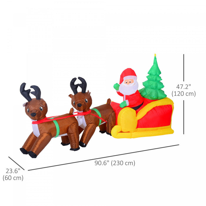 Homcom 7ft Santa Sleigh Inflatable Reindeer Christmas Decoration
