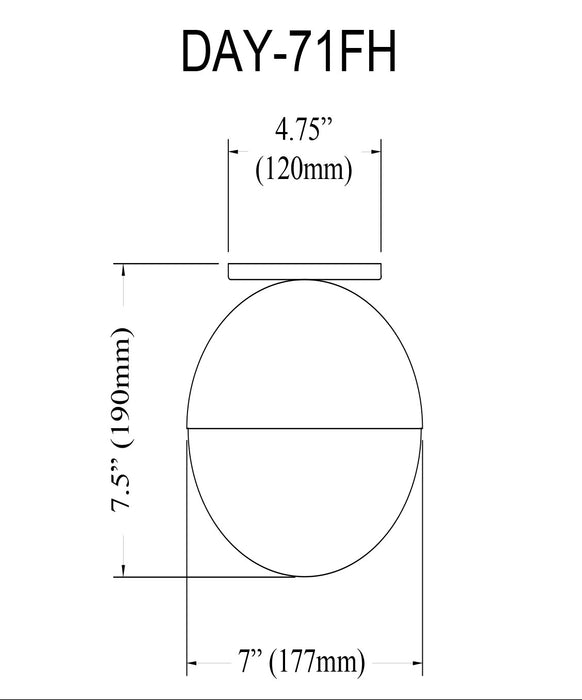 Dainolite Dayana 1 Light Flush Mount Incandescent Aged Brass White Glass Lamp
