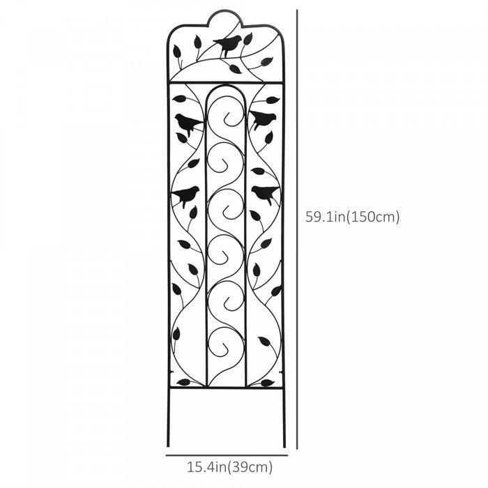 Outsunny Garden Trellis With Birds For Climbing Plants, 2 Pack, 59\" Tall