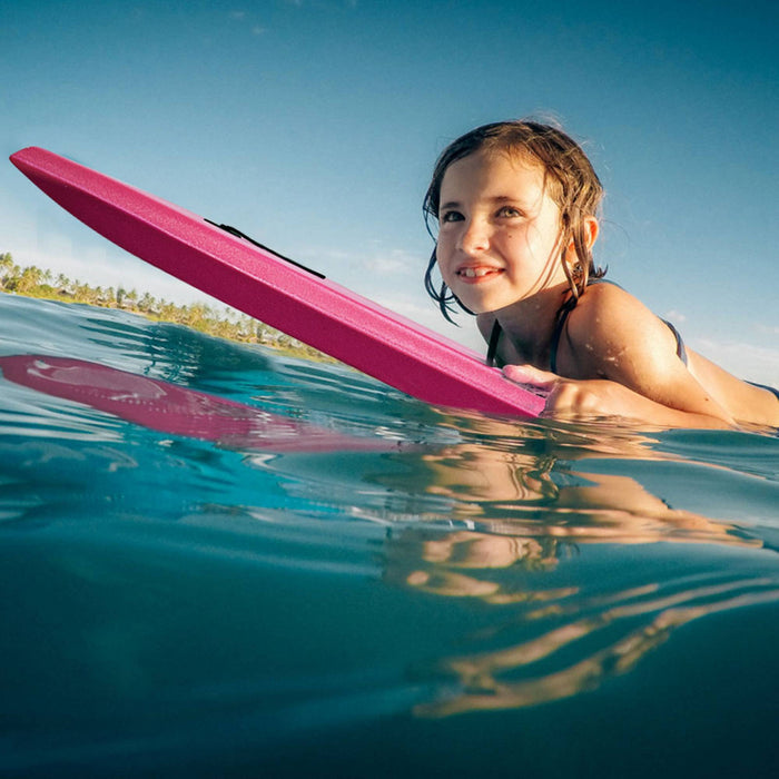 Goplus 37'' Super Lightweight Bodyboard Surfing W/leash Eps Core Boarding Ixpe Pink
