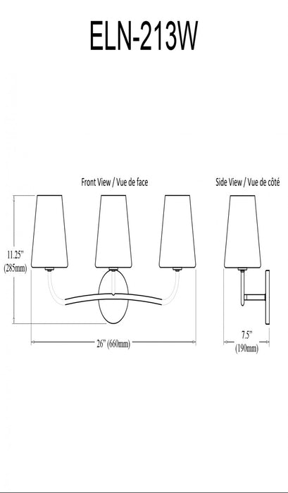 Dainolite Eleanor 3 Light Vanity Light Aged Brass Clear Hammered Glass Lamp