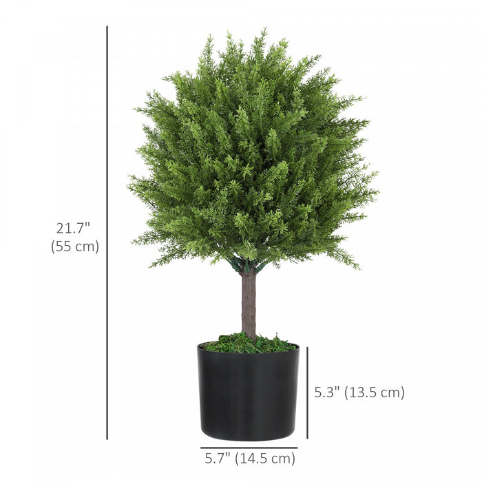 HOMCOM Set of 2 Decorative Artificial Plants, Fake Plants for Home, Green