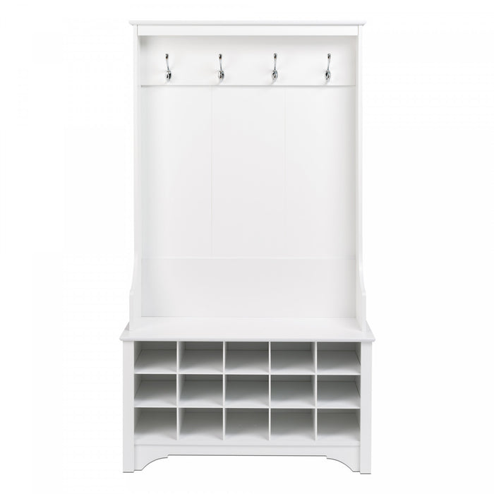 Hall Tree with Shoe Storage - White