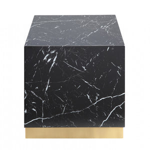 Aphrodite End Table, Black Faux Marble & Gold