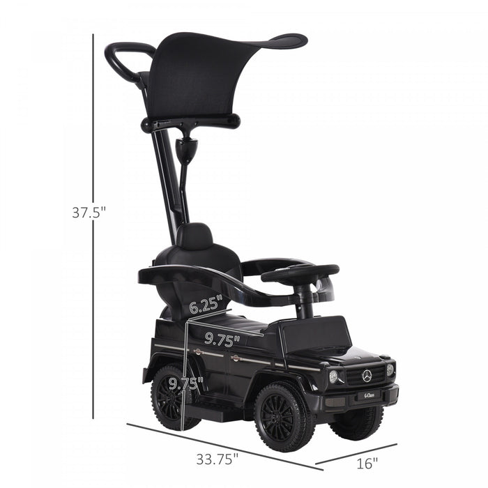 Aosom Compatible Ride-on Sliding Car G350 Walker Foot To Floor Slider Stroller Toddler Vehicle Push-along With Horn Steering Wheel No Power Manual Under Seat Storage Safe Design, Black