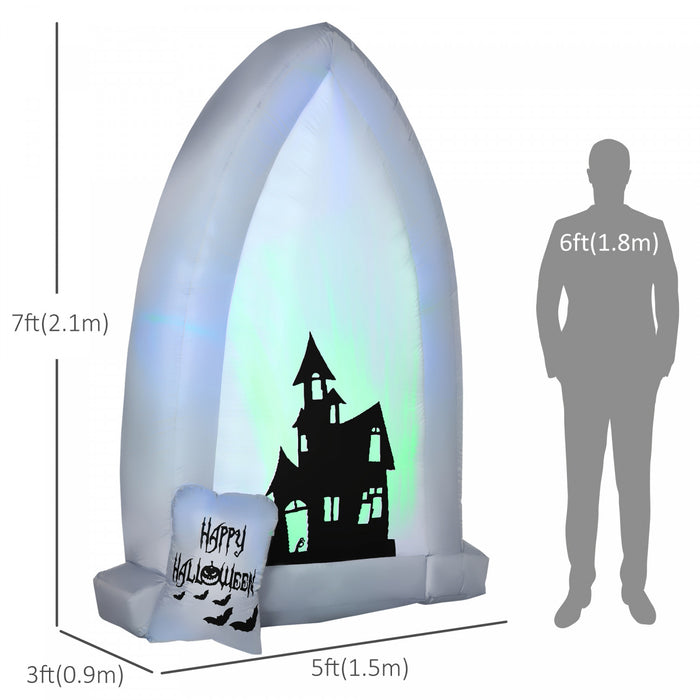Homcom 7ft Inflatable Halloween Hunted Tomb With Project Light