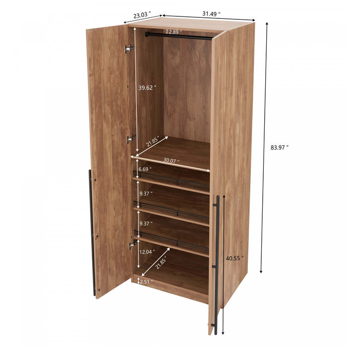 Lee Modern 32\" Wardrobe Closet in Golden Brown - Set of 2 Armoire