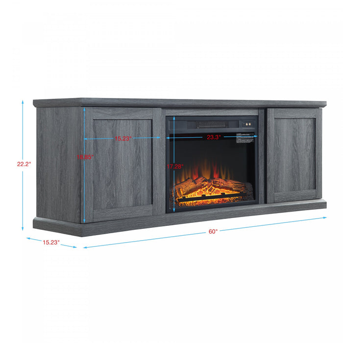 Franklin Modern Farmhouse 2-Piece Electric Fireplace in Black and Gray