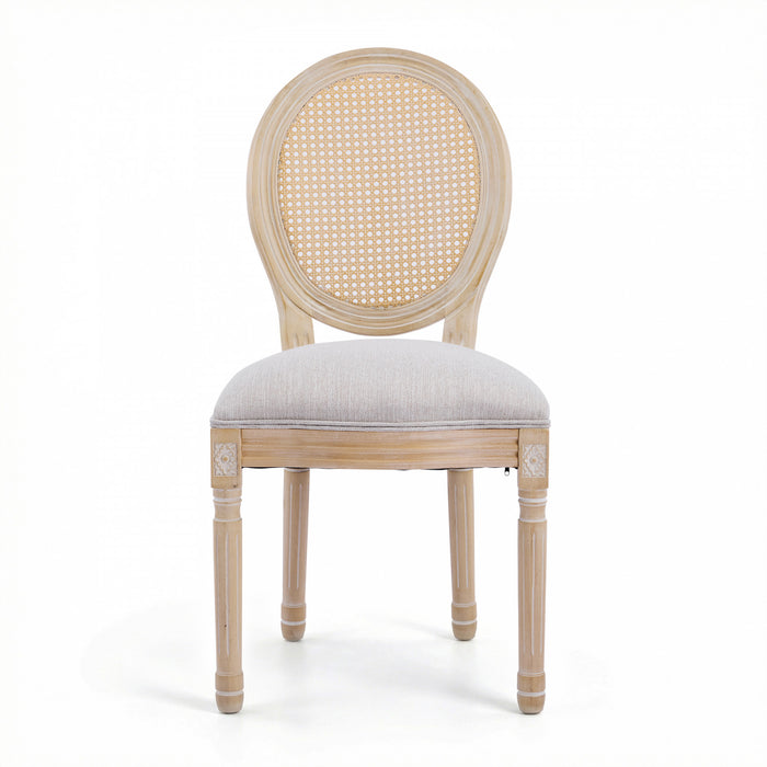 Ethan Solid Wood Rubberwood Dining Chair Set of 2 Pieces with Upholstered Seat,Beige
