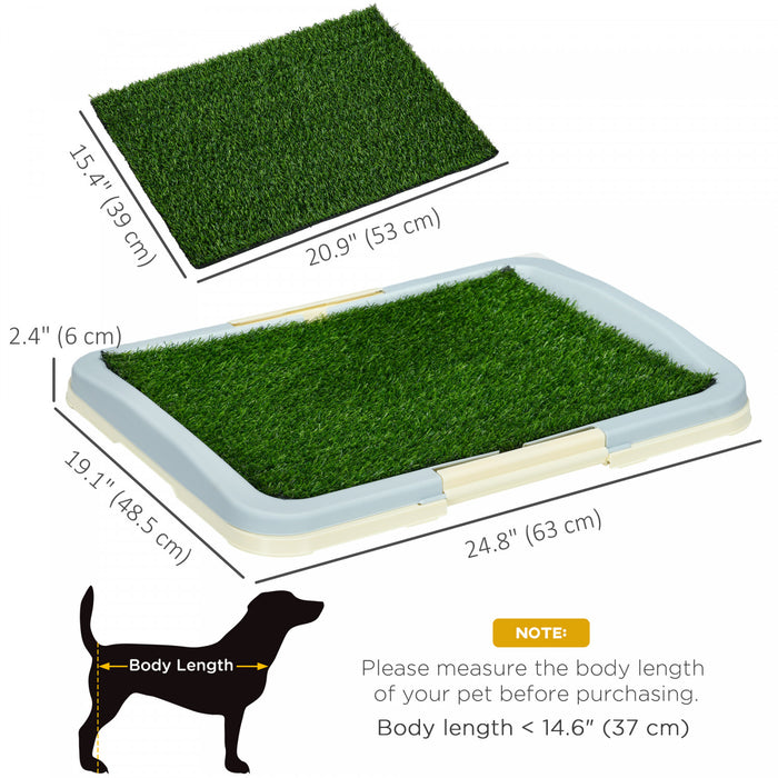 PawHut Dog Grass Pad with Tray 21\" × 15\", Dog Litter Box with Artificial Grass, Grid, Panel, Pee Pads for Pets, Potty Training for Indoor Outdoor