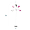 Skye 5 Light Adjustable Gooseneck Floor Lamp, White, Pink, & Smokey Gray, 67"H | Skye Lampadaire a 5 lumieres avec cols de cygne reglables, Blanc, Rose et Gris fume, 67 po H