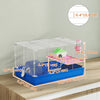 PawHut 18.5" Hamster Cage with Exercise Wheel and Water Bottle Dish, Rat House and Habitats 2 Storey Design, Blue