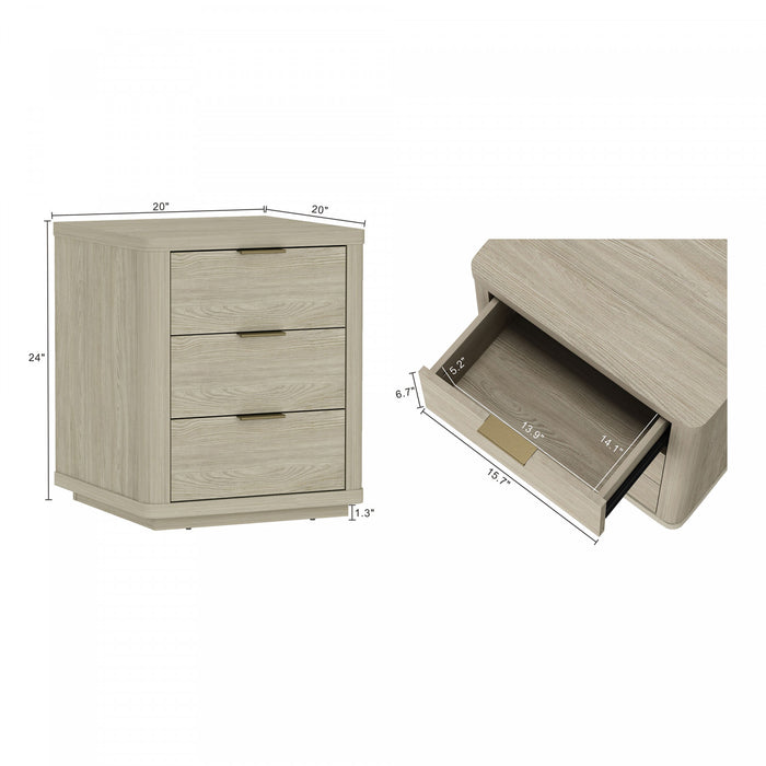Evelyn Modern 20\" Nightstand in Natural (3-Drawer) - Set of 2
