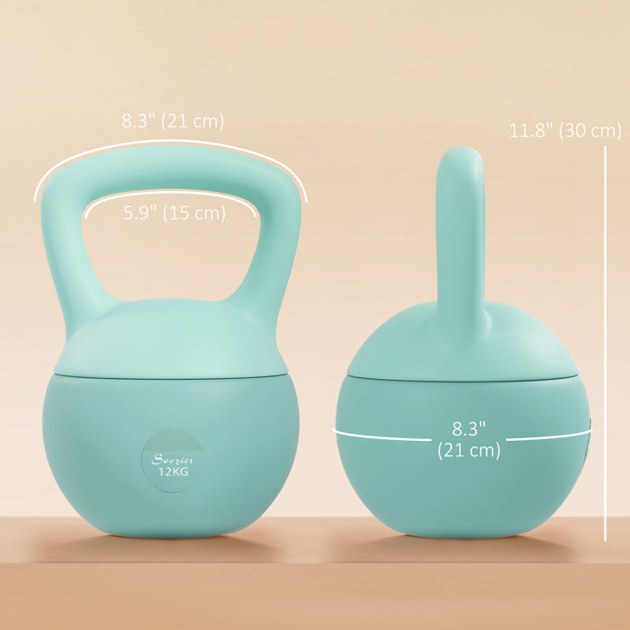 Soozier 26 lb Soft Kettlebell, Sand Filled Weight with Grip Handle, Solid Kettlebell Weight for Full Body Workout and Strength Training, Home Gym Equipment, Green