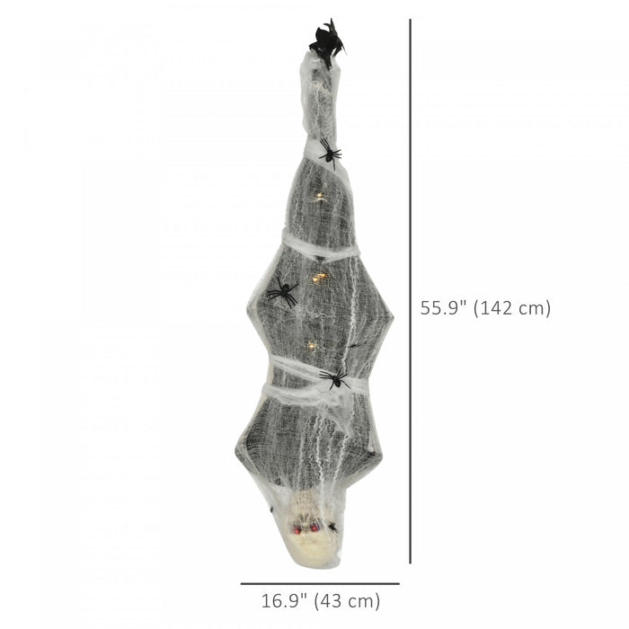 Homcom 55.9\" Animated Halloween Decoration Hanging Mummy With Spider Web
