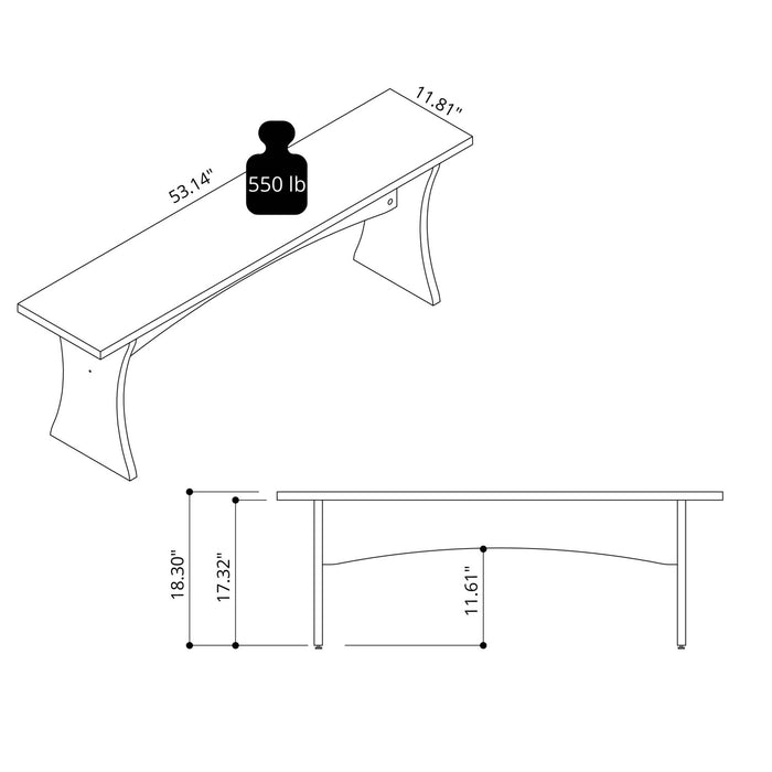Coney Mid-Century Modern Dining Bench in Charcoal Gray - Set of 2