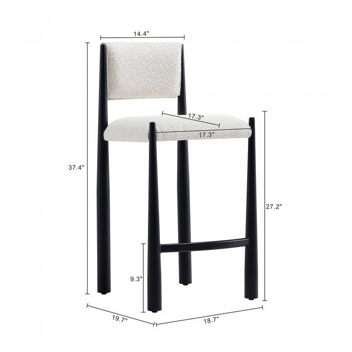 Lennor Mid-Century Modern Boucle Metal Counter Stool in Cream