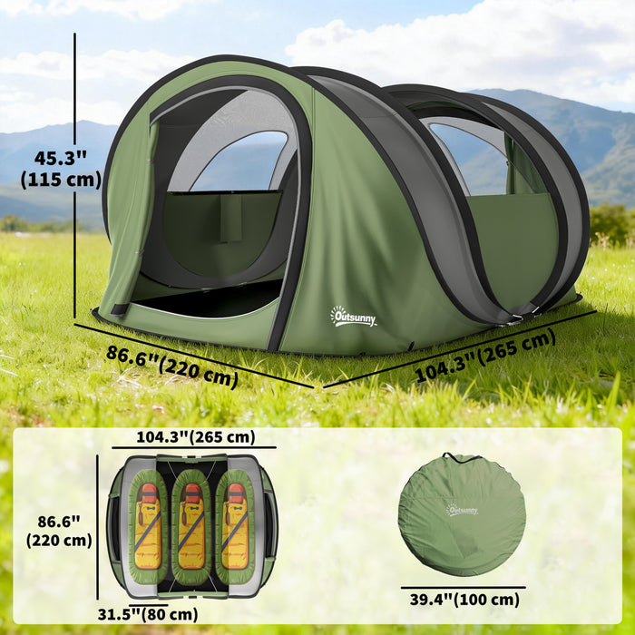 Outsunny Pop-Up Camping Tent for 4-5 Person, Green