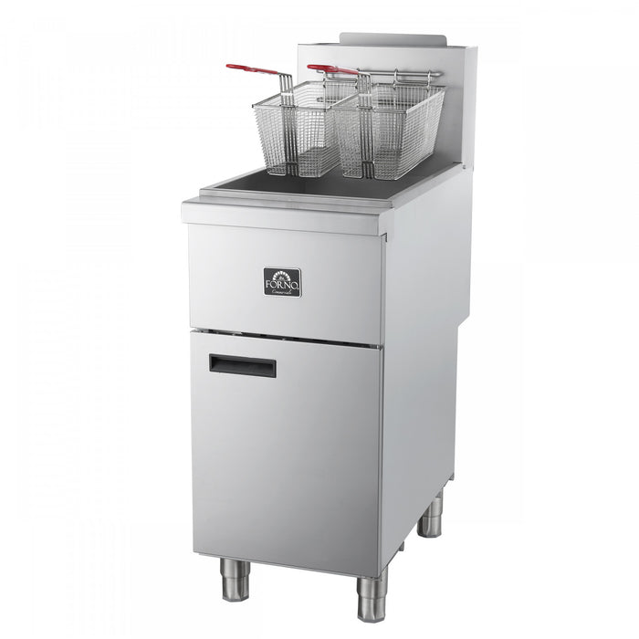 FORNO Commerciale Propane Gas Deep Fryer, 4 Burners 120,000 BTU, 50 lbs Oil Capacity - FCMGF0030