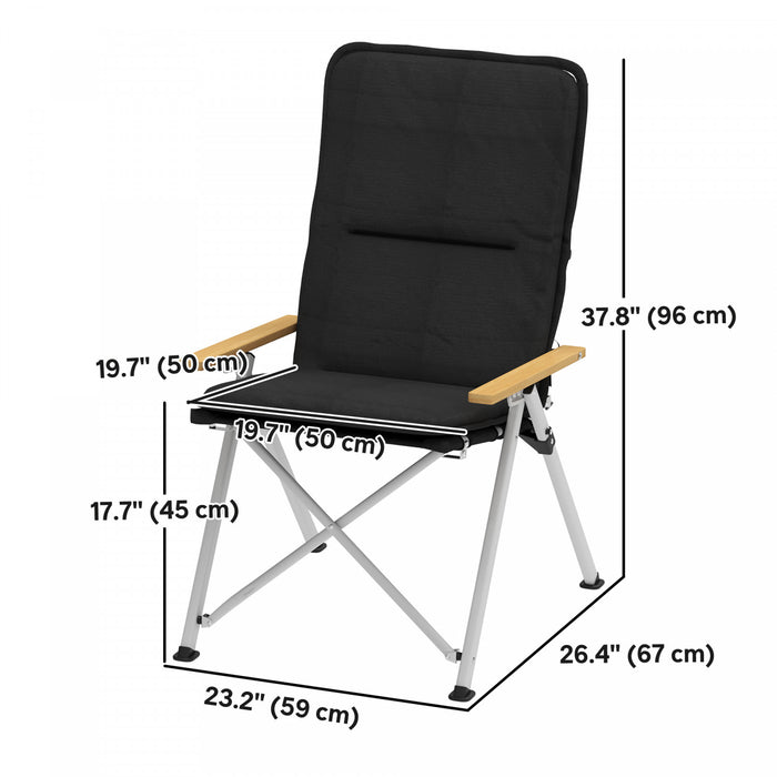 Outsunny Folding Camping Chairs 2 Pack Outdoor Padded Recliner W/carry Bag