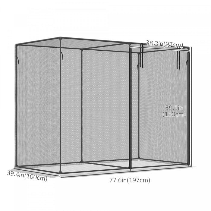 Outsunny 6.5 X 3.3ft Crop Cage, Zippered Door Plant Protection Tent Black