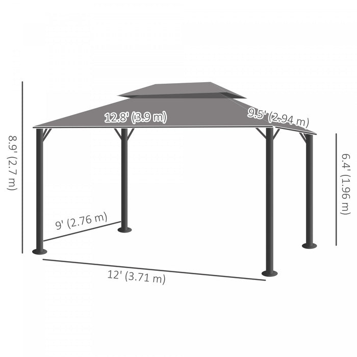 Outsunny 13' x 10' Outdoor Patio Gazebo Canopy, Light Grey