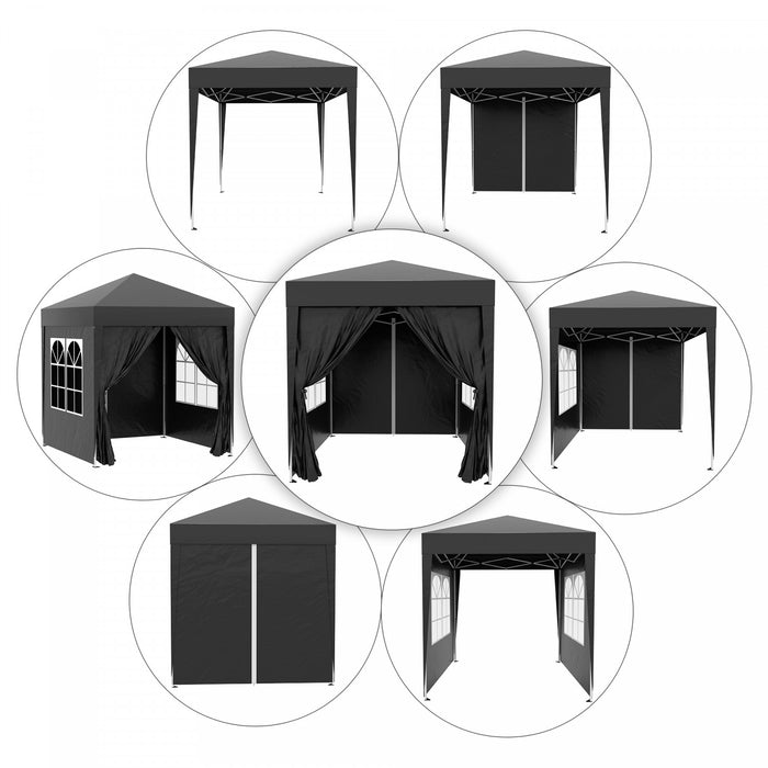 Outsunny 6.6'x6.6' Pop Up Gazebo Canopy Tent With Sidewalls, Instant Sun Shelter, With Carry Bag, For Outdoor, Garden, Patio, Black