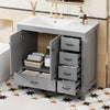 Derek 36 Inch Modern Bathroom Vanity with Ceramic Sink & Multi Storage, Grey | Meuble de salle de bain moderne Derek 36 pouces avec lavabo ceramique et rangement multiple, gris