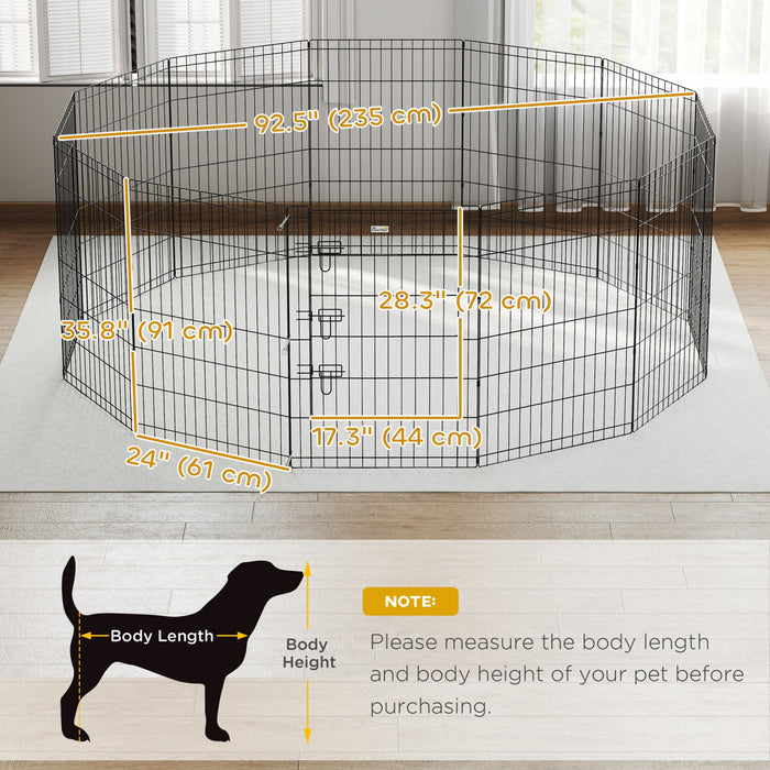 PawHut Dog Playpen Puppy Play Pen, 12 Panels Pet Exercise Fences for Outside Indoor, 36\"H