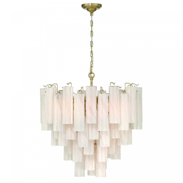 Sophia 16 Light Chandelier, Brass With Wispy Whitetronchi Style Glassware