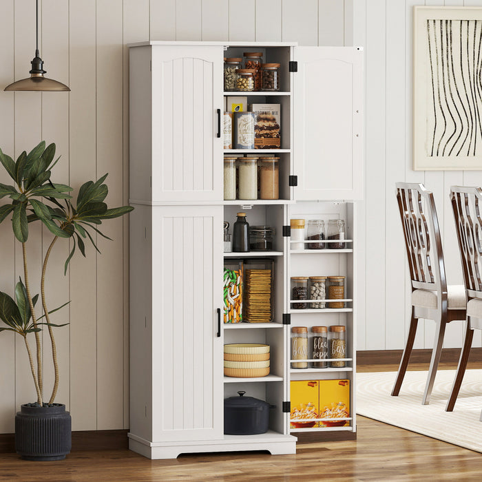 HOMCOM Pantry Cabinet, 64\" Storage Cabinet with Adjustable Shelves, White