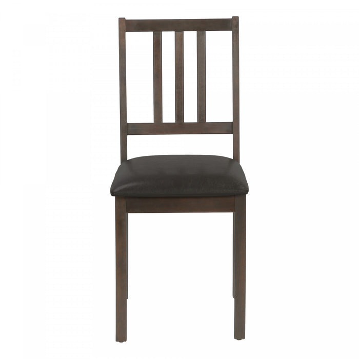 Dining Chair Set of 2 Kitchen Dining Room Brown Leather-Look Brown Wood Legs Transitional