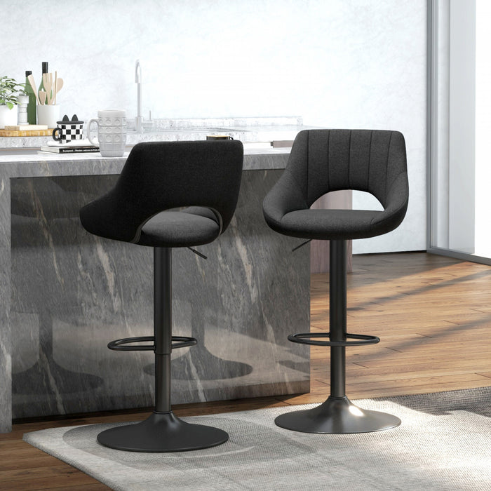 HOMCOM Bar Stools Set of 2 Swivel Adjustable Counter Height Barstools
