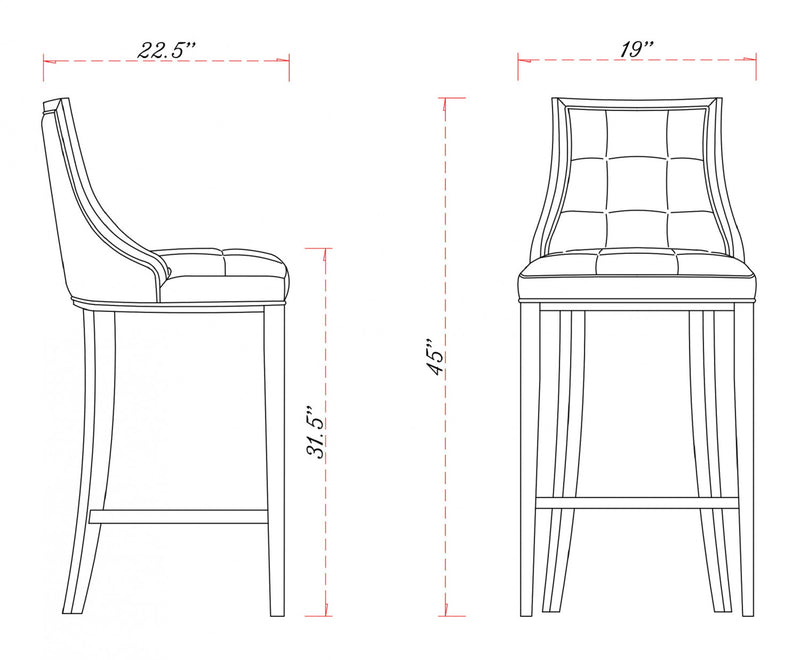 Fifth Avenue Traditional Wood Upholstered Barstool in Bronze - Set of 2