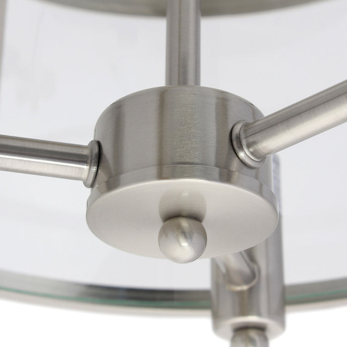 Salerno 3 Light Semi-flushmount Ceiling Light, Brushed Nickel, 13\"D Lamp