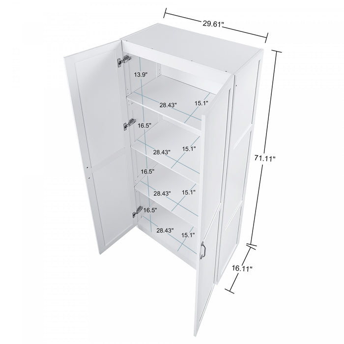 Hopkins Modern 30\" Storage Cabinet in White (4-Shelf) - Set of 2 Armoire