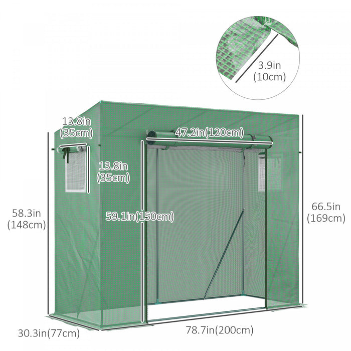 Outsunny 6.6' X 2.5' X 5.5' Walk-in Greenhouse Patio Hot House Plants Flowers Herbs Tomato Grow With Steel Frame Door Window Garden Balcony Patio Green