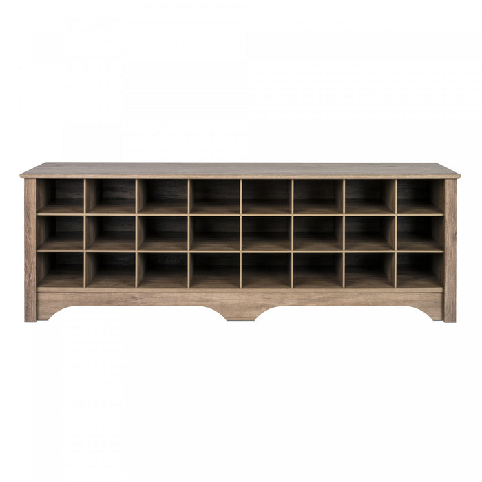 Twenty-Four Pair Shoe Storage Cubby Bench - Drifted Grey