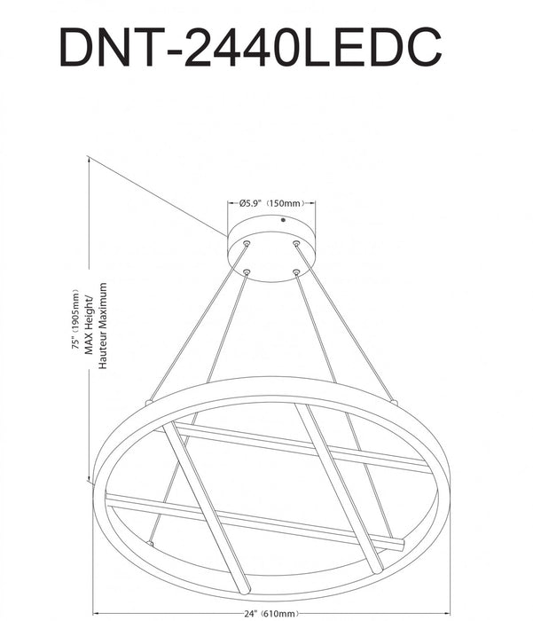 Dainolite Dante LED Chandelier 40w Aged Brass White Silicone Diffuser Lamp