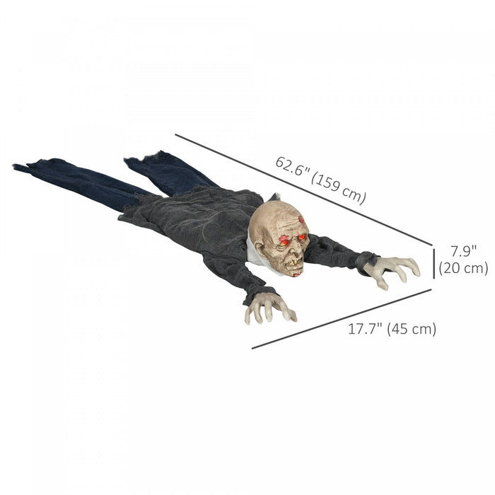 Homcom 62\" Outdoor Halloween Decoration Crawling Zombie, Sound Activated