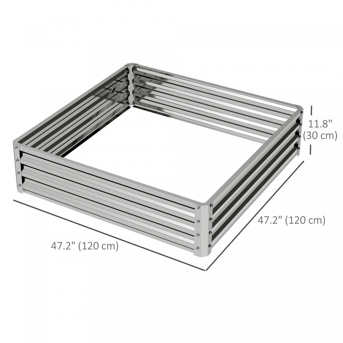 4' X 4' X 1' Raised Garden Bed Galvanized Steel Planter Box Silver
