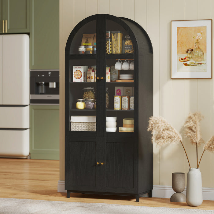 HOMCOM Arched Kitchen Pantry Cabinet, 71\" Tall Kitchen Storage Cabinet