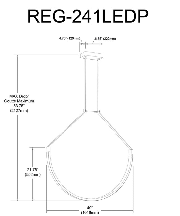Dainolite Regan LED Pendant 50w Matte Black White Silicone Diffuser Lamp