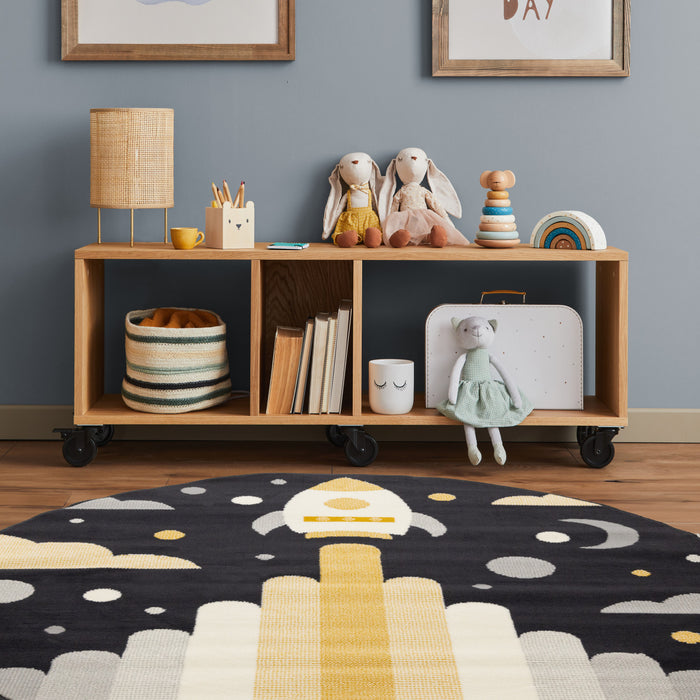 Forte Kids Spaceship Round Area Rug - 5'3\" x 5'3\"