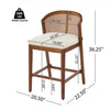 Tatti Rubber Wood Counter Stools with Cane Back Set of 4,Walnut | Tatti – Lot de 4 tabourets de comptoir en bois d’hevea avec dossier en cannage, finition noyer